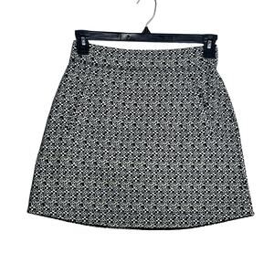 T by Talbots Curved Hem Stretch Knit Skort Floral Black Yellow Womens XS